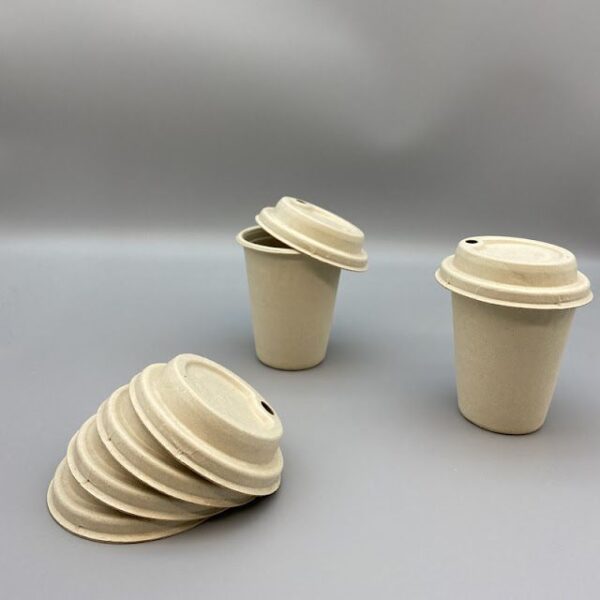 Premium Eco-Friendly Sugarcane Bagasse Coffee Cups with Lids (50psc)